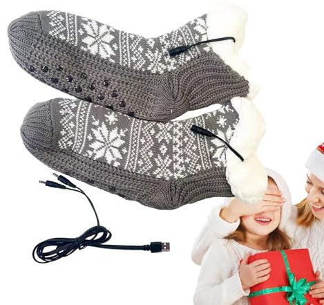 Electric Heated Socks Rechargeable Battery, Winter Heated Socks For Women & Men, Thermal Sock Women, Foot Supports, Support 5V Usb Output Power Bank Or 5V2A Output Adapter, Snowflake Pattern Design