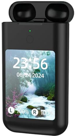 8000 mAh Powerbank mit 2-in-1-Ohrhörern, großem Bildschirm, LED-Stereo-Gaming & für Musik-Taschenlampe, HiFi