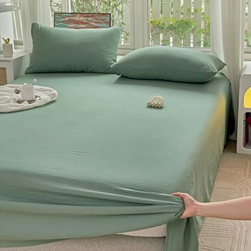 ANAZOZ Bettlaken Ohne Gummizug 200 x 230cm, Spannbettlaken aus Polybaumwolle Einfarbig, Spannbetttuch Waschbar