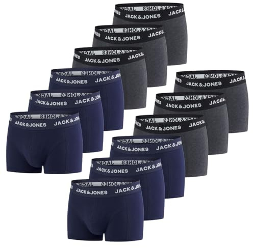 JACK & JONES Boxershorts Herren 12er Pack JACJEANS Trunks Basic Boxer | Stretch Unterhosen Unterwäsche Retroshorts Set Baumwolle Schwarz Rot Grün Blau Grau S M L XL XXL 3XL