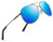 wearPro Sonnenbrille-Herren-Damen-Polarisiert Premium Metallrahmen Sonnenbrillen Unisex mit UV400 Schutz Vintage Schwarz Fahrerbrille Graugerahmtes Eisblau
