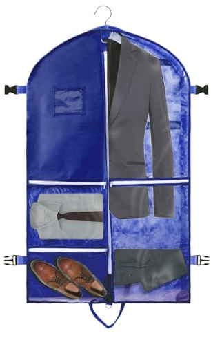 Premium Kleidersack mit 4 Taschen 110x60 CM Faltbare Anzugtasche für Reise & Gardetanz,Anzugsack für Herrenanzüge & Kinderkostüme. Atmungsaktive Tanzen Kinder-Kleiderhülle mit Tragegriff & Schnallen.
