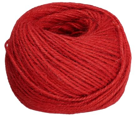 QUARKZMAN 50m Juteschnur, 2mm Dicke Kordel Gartenschnur Seil Farbige Pflanzenschnur Kordel für DIY Kunsthandwerk Geschenkverpackung Dekoration Gartenarbeit Pflanzenaufhänger, Rot