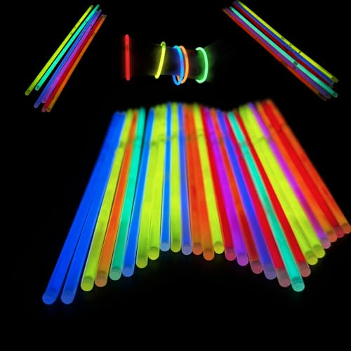 KNIXS Knicklichter- 200 Stück Leuchtstäbe - Farbmix inkl. 2D Verbinder für Partyspaß