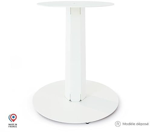 DECO GEM Pied Central pour Table Mange Debout en Acier Finition époxy Blanc à Visser, H.86 cm