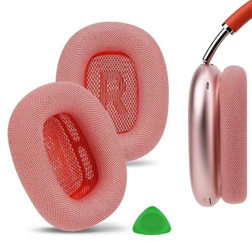 Geekria Komfort-Ersatz-Ohrpolster aus Netzgewebe, kompatibel mit Apple AirPods MAX (A2096), AirPodsMAX2 (A3184) Kopfhörern, Ohrpolster (Rosa)