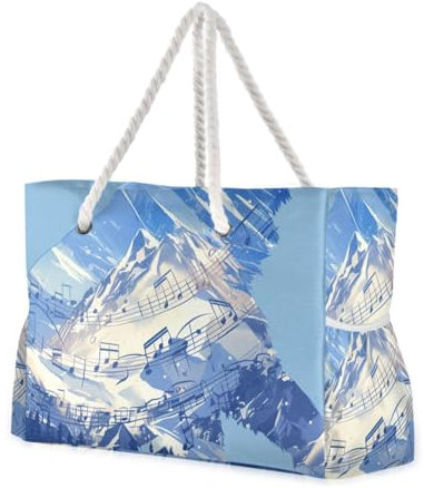 Ours polaire avec symboles musicaux de style surréaliste bleu avec poches latérales et porte-gobelets sur le côté