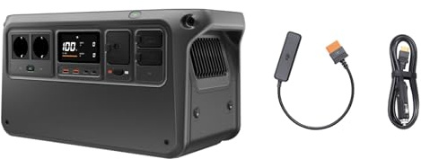 DJI Power 1000V2 - Estación de alimentación portátil de 1024 Wh, 2600 W, con cable de carga de coche a cable de corriente continua (12 V/24 V), carga rápida en 37 minutos de 0% a 80%, generador.