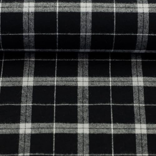 Baumwoll-Flanell MAVERICK | Karos | karierter Stoff | Holzfällerhemd | Meterware | ab 50 cm (schwarz)
