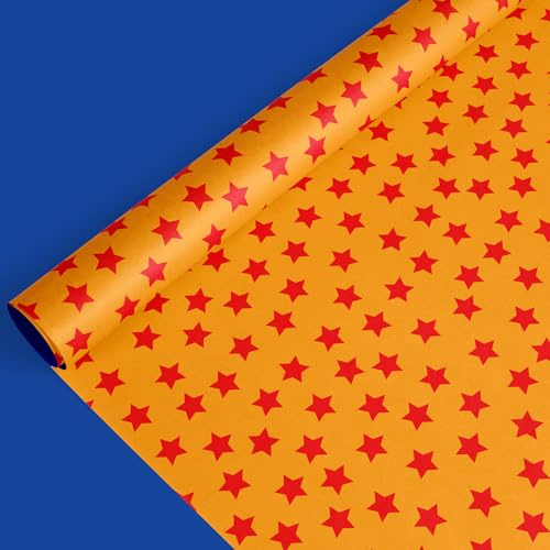 JarThenaAMCS Geschenkpapier mit Anime-Thema, Mini-Rolle, 43,2 cm x 100 cm, blau-orangefarbener Stern, Geschenkpapier, Kunstpapier für Cartoon-Animation, Geburtstag, Babyparty, Zubehör