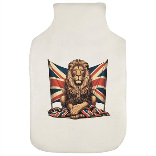 Azeeda 'Proud Lion with Union Jack' Hot Water Bottle Cover (HW00043479)