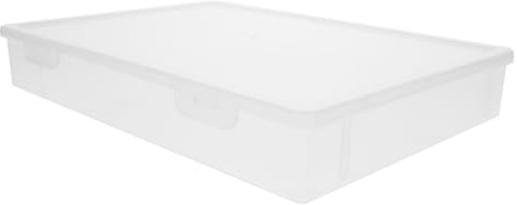 HOMSFOU Dokumentenaufbewahrungsbox aus Pp Flach Stapelbar Rutschfest Büro Aktenbox Organizer für A4 Dokumente und Ordner Aufbewahrung im Büro oder Zuhause