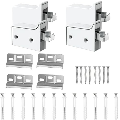 JVHLOV 4 Supports d’Armoire Suspendue Réglables en Acier Blanc | Fixation murale pour meubles de cuisine et salle de bain, capacité de charge 130 kg