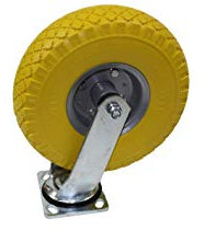 HKB ® 1 PU Sackkarrenrad mit kugelgelagerter Lenkrolle ø=260mm Tragkraft 100kg Achse ø 16mm 75mm breit, Pannensicher aus PU-Schaum (Polyurethan) mit Gummiprofil u. Metallfelge Kugellager, 420059