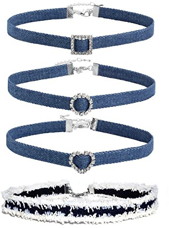 MILAKOO 4 stück denim jeans choker halskette set mode choker frauen dame mädchen
