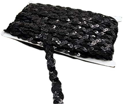 Yalulu 10 Meter Glänzendes Geflochten Zierband Paillettenband Glitzer Borte aus Dekoband Zierband Geschenkband Bortenband Kordelband Nähen DIY Handwerk Bastelprojekte (Schwarz)