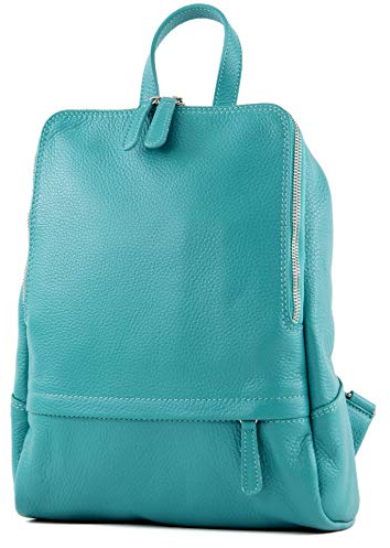 modamoda de T138 Damen Leder Rucksack Handtasche handmade in Italy, Farbe:Türkisblau