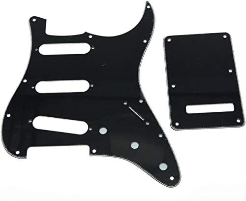 Dopro 11 Hole Strat SSS Pickguard ST Back Plate Trem Cover für USA/Mexican FD Strat schwarz 3-lagig