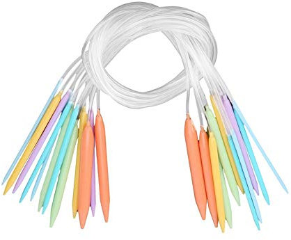 Rundstricknadeln 12 Größe 3,5 mm-12 mm Mehrfarbige runde Stricknadelsätze aus Kunststoff Doppelspitz Stricknadeln Werkzeugsatz(80cm)