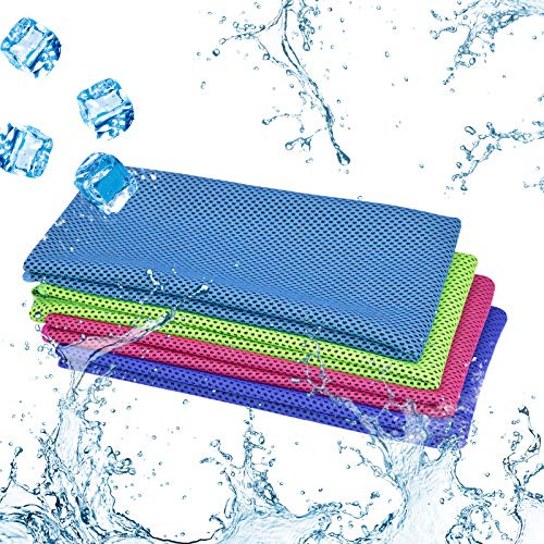 BIGKASI 4 STK Kühltücher Fitness Handtuch Eishandtuch Sofort Kaltes Kühlende handtücher für Eiskalte Hals Yoga Camping Fußball Laufen Golf Tennis Outdoor-Aktivitäten Reise Cooling Towel