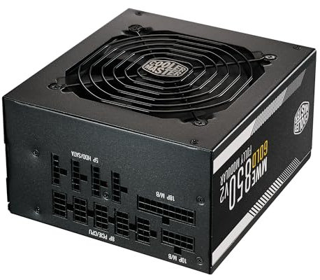 Cooler Master MWE Gold 850 V2 Totalmente Modular, 850 W, eficiencia 80+ Oro, Ventilador HDB silencioso, 2 Conectores EPS, Resistencia a Altas temperaturas, 5 años de garantía