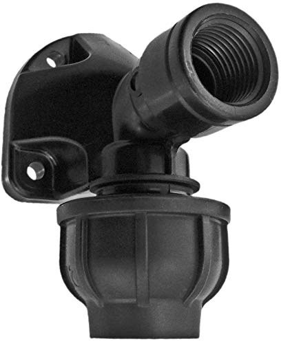 MegaHaustechnik Wandwinkel mit 1/2 Rohr Zoll Innengewinde IG für PE Rohr-Außendurchmesser 20mm PP Klemmverbinder Verschraubung Kunststoff Fitting Trinkwasser geeignet
