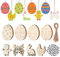 MIAHART 128 Stück Ostern Holz Ornamente Unvollendete Ostern Tags Eier Hase Küken Ausschnitte Scheiben mit Schnüren für DIY Ostern Basteln Osterdekorationen