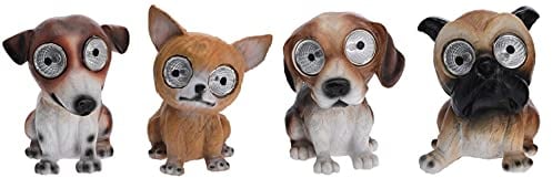 vom Pullach Hof Solarhunde LED Garten Deko Hunde Hundebande Mops Beagle Chihuahua Dackel 4er Set für Garten Fensterbank Dekoration Balkon Terrasse Haus Wohnung
