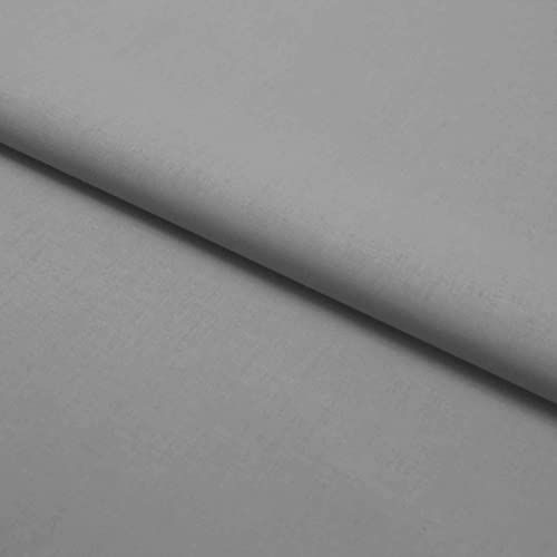 Stoff Meterware Baumwolle Linon - Einfarbig, Uni, Schadstoffgeprüfter Stoff, Pflegeleicht, 1 Meter (Hellgrau)