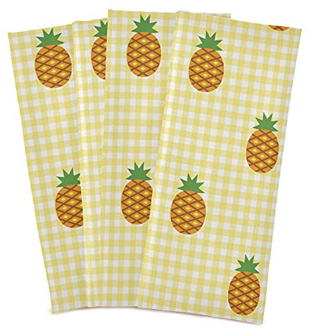 Mnsruu Geschirrtuch mit Cartoon-Ananas-Karo, gelb, 71 x 46 cm