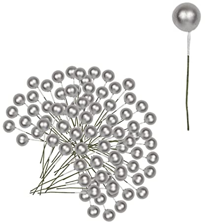 100 bacche di agrifoglio artificiali in argento, gambo di bacche, bacche, frutti artificiali, mazzetti di bacche per la creazione di ghirlanda di Natale, decorazioni per albero di Natale