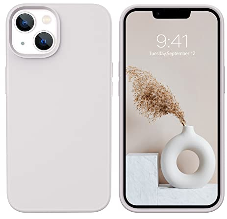 YINLAI für iPhone 13 Hülle Silikon,Handyhülle, Schutzhülle Slim iPhone 13 Case Cover Liquid Silikon Gel Matte Kratzfest Hülle für iPhone 13 6,1 Zoll,Beige Crème