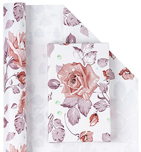 RUSPEPA Geschenkpapierrolle – Wunderschönes Blumenmuster Für Hochzeit, Geburtstag, Urlaub, Babyparty – 43,2 cm X 10 m