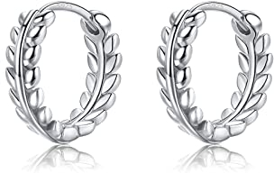 Ohrringe Blätter Creolen Silber 925 Gold Kleine Ohrstecker Schmuck Geschenke für Damen Frauen Mädchen Freundin