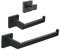 SHUNLI Black Bathroom Accessories Set Towel Rail Toilet Roll Holder Robe Hook Wall Mounted SUS304 Stainless Steel