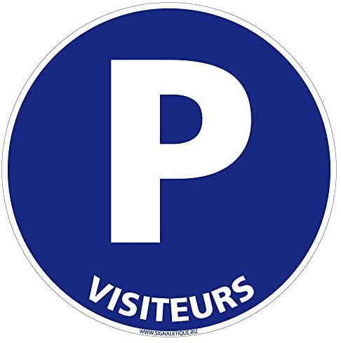 Panneau de Signalisation PVC 1 mm. Panneau Interdiction. Panneau Parking, Panneau d'information PVC. Taille au choi - Diamètre 170 mm - Parking visiteurs -