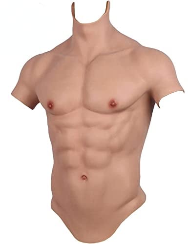 MUENG Gefälschte Muskeln Kostüm Männliche Brust Silikon Halbkörpermuskelanzug Cosplay Halloween Requisiten Masquerade Kostüm für Cosplayer