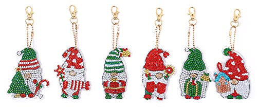 LUSandy Lot de 6 porte-clés avec motif de nains de Noël 5D - Double face - Pour sac à dos, sac à bandoulière - Pour adultes et enfants, SPJHAA1207