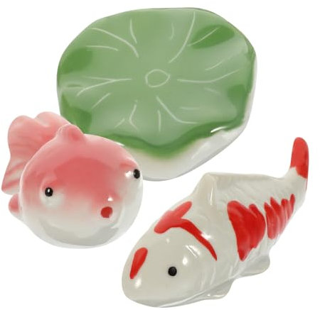 ORFOFE Schwimmkugel Keramik Aquarium Dekoration 3 Stück Handbemalt Schwimmende Fischfiguren Porzellan Ornament Verschiedene Größen für Fischtank Aquarium Schreibtisch Zuhause oder Büro