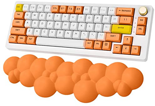 ZIYOU LANG Orange Cloud Keyboard Wrist Rest, 60%, 75%, 100% Compatibility, Memory Foam, Non-Slip Base, Washable Surface, Ergonomic Design, Perfect for Gaming, Office, Writing, Student Use
