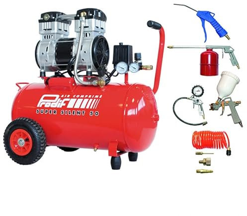 Compresseur coaxial silencieux 50L SIL850 PRODIF + Kit 8 accessoires raccords rapides PRODIF
