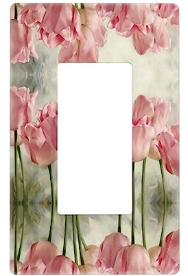 Pink Tulips Dekorateur Lichtschalter oder Steckdose Wandplatte, für Lichtschalter, Dimmer, Buchse