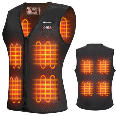 KEMIMOTO Women's Heated Vest, Rechargeable Heated Vest 3 Stalls Adjustable Temperature Warm Jacket, Electric Heated Gilet 8 Heating Zones, Outdoor Motorcycles Activities(Battery Pack Not Included)