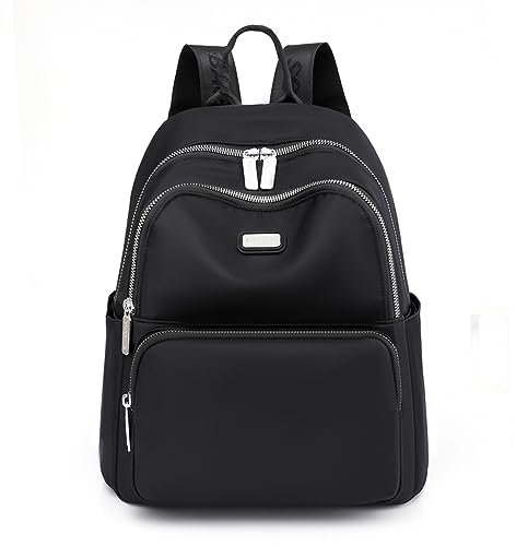 JIANLINST Rucksack Damen Klein Schulrucksack Cityrucksack Leichtgewicht Wasserdicht Reiserucksack Casual Daypack Schwarz