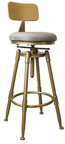 FanXus Verstellbarer Barhocker aus Metall, drehbarer Barstuhl, Sitz aus Samt, Beine aus goldenem Metall, Grau Made in China
