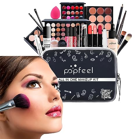 AFGSsm Set trucco make up completo, Kit trucco completo, Set trucchi donna, Make Up Cosmetico con set pennelli make up, Rossetti, Lucidalabbra, Correttore..(24 PEZZI)