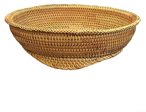 Bandeja de mimbre para frutas, cesta de almacenamiento redonda de ratán, bandeja de frutas para pasteles, platos de alimentos, A