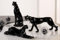 Casablanca Design Skulptur 3er Set Leoparden Keramik Leopard Panther Wohnzimmer Skulpturen Deko Modern