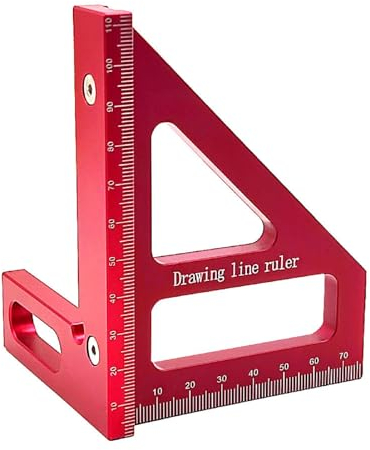 45/90 Gehrungsdreieck Lineal Aus Aluminiumlegierung, 3D Multi Winkel Messlineal Holzbearbeitungswinkel, Hochpräzises Layout Messwerkzeug Für Ingenieur Und Schreiner (Rot)