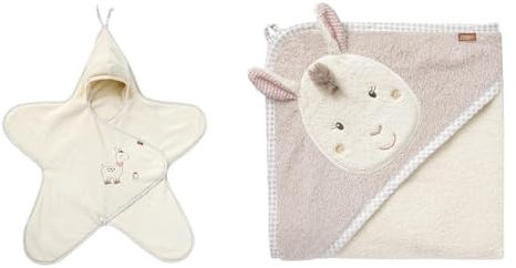 Fehn Einschlagdecke Peru - Kuschelige Babydecke mit Klettverschluss & Kapuzenhandtuch Baby Lama - Kuscheliges Babyhandtuch mit Kapuze